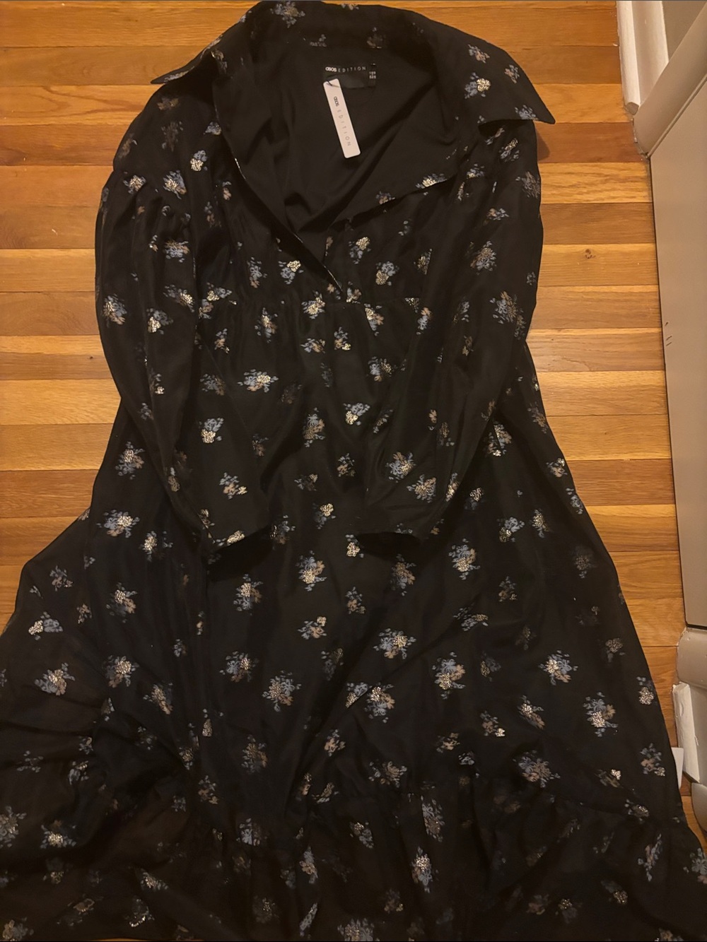 NWT ASOS Edition Black Floral Button-Front Maxi Dress